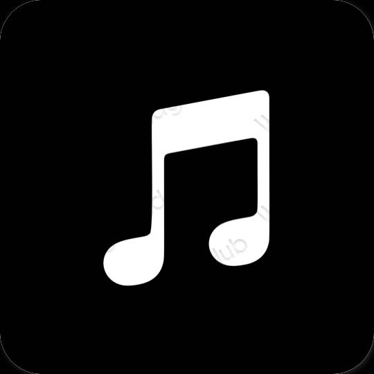 Estetik siyah Apple Music uygulama simgeleri