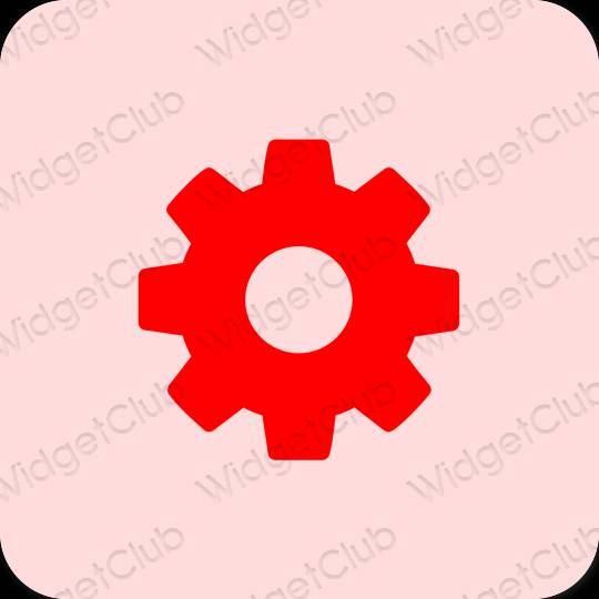 Estetik merah jambu Settings ikon aplikasi