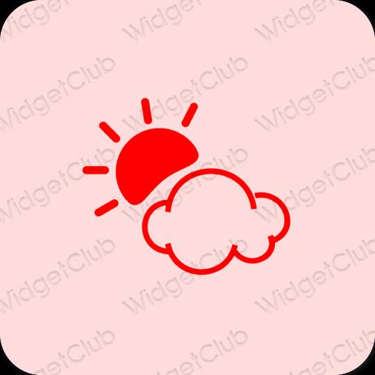 Estetik merah jambu pastel Weather ikon aplikasi