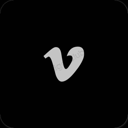 Естетичний чорний Vimeo значки програм