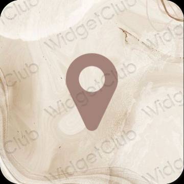 Estetyka brązowy Map ikony aplikacji