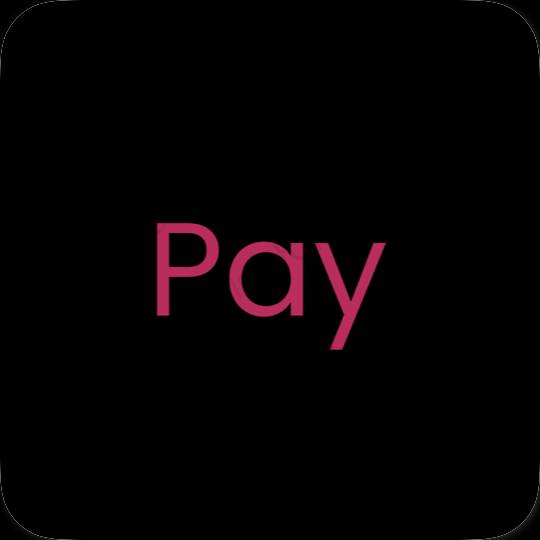 эстетический черный PayPay значки приложений