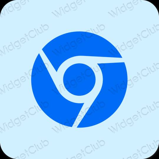 Estetyka pastelowy niebieski Chrome ikony aplikacji