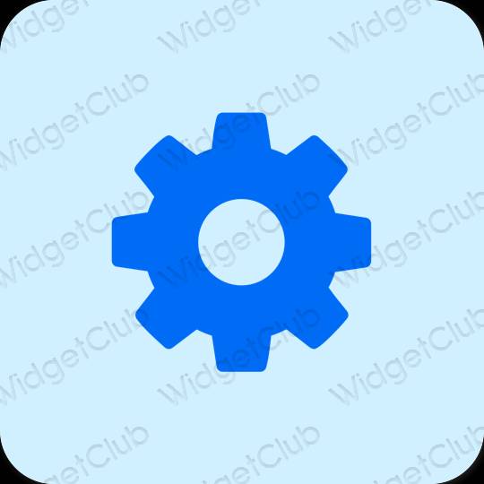 Estético azul pastel Settings iconos de aplicaciones