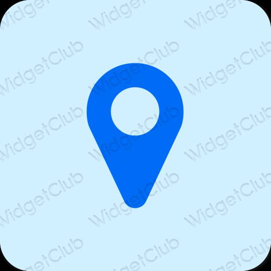 Stijlvol pastelblauw Google Map app-pictogrammen
