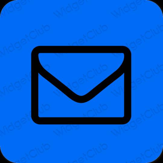 Estetic albastru neon Mail pictogramele aplicației