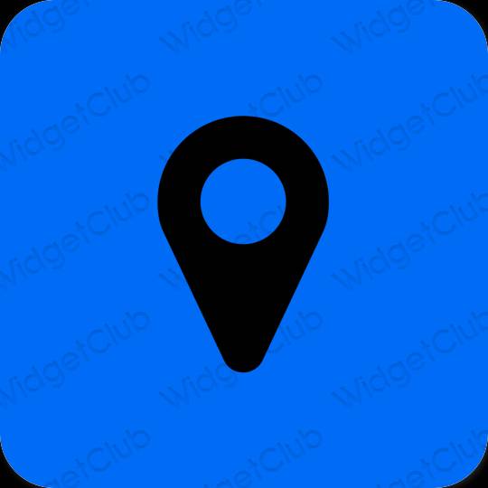Естетски неон плава Map иконе апликација