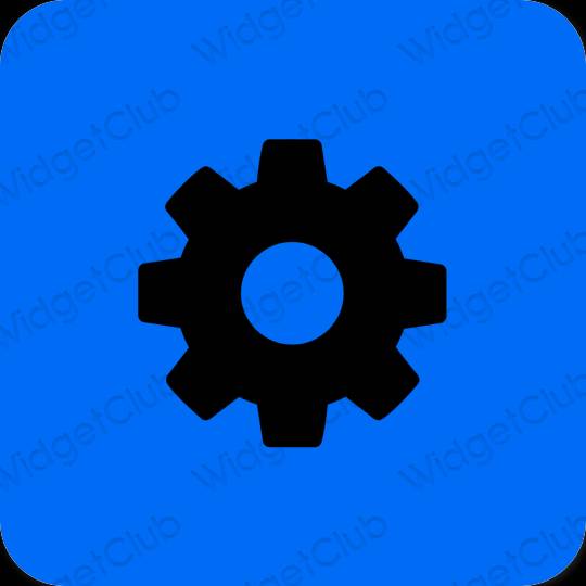 Esztétika kék Settings alkalmazás ikonok