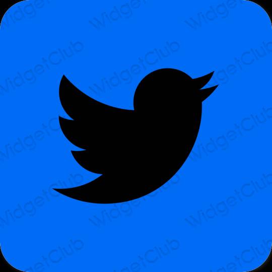 Aesthetic neon blue Twitter app icons