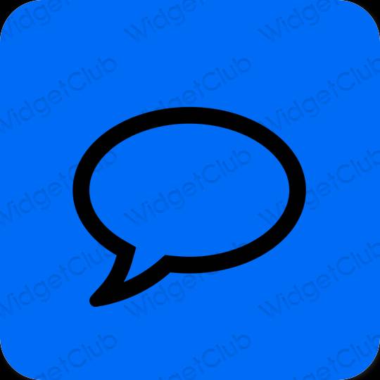 Estetický neonově modré Messages ikony aplikací