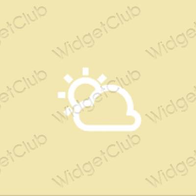 Estetické žltá Weather ikony aplikácií