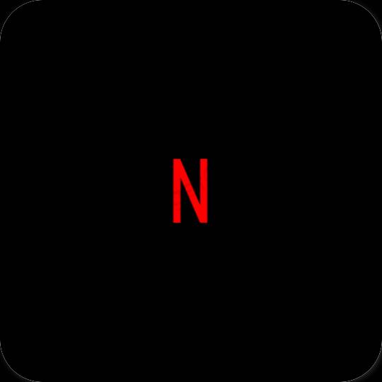 Æstetisk sort Netflix app ikoner