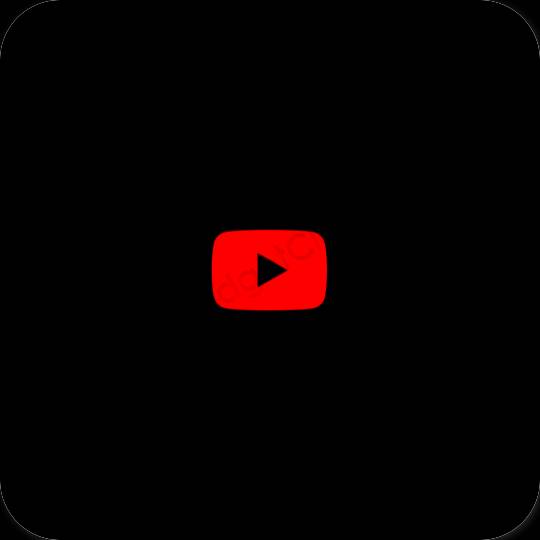 Esteettinen musta Youtube sovelluskuvakkeet