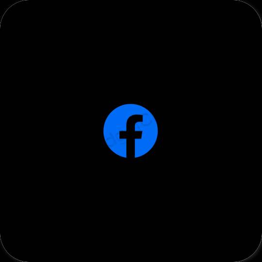 Естетичний чорний Facebook значки програм