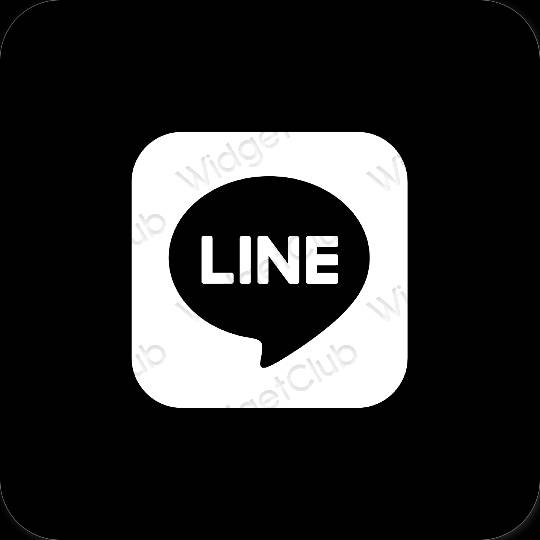 Estetyka czarny LINE ikony aplikacji