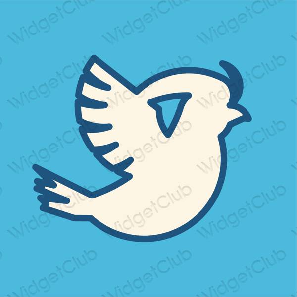 Estetyka niebieski Twitter ikony aplikacji