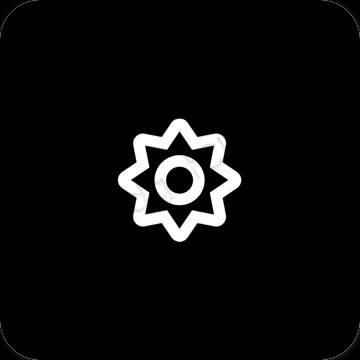 Estético negro Settings iconos de aplicaciones