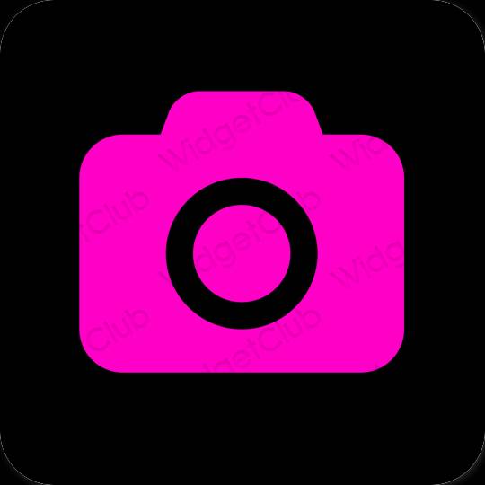 Estetic roz neon Camera pictogramele aplicației