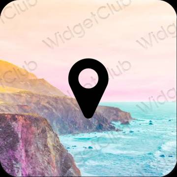 Estetisk svart Map app ikoner