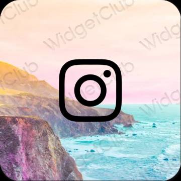 جمالي أسود Instagram أيقونات التطبيق