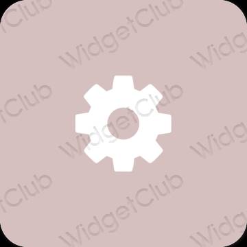 Estetický růžový Settings ikony aplikací