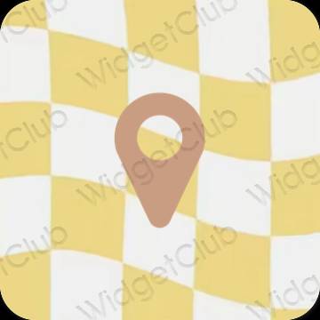 Aesthetic yellow Map app icons