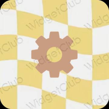 Aesthetic yellow Settings app icons
