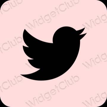 Estetický růžový Twitter ikony aplikací