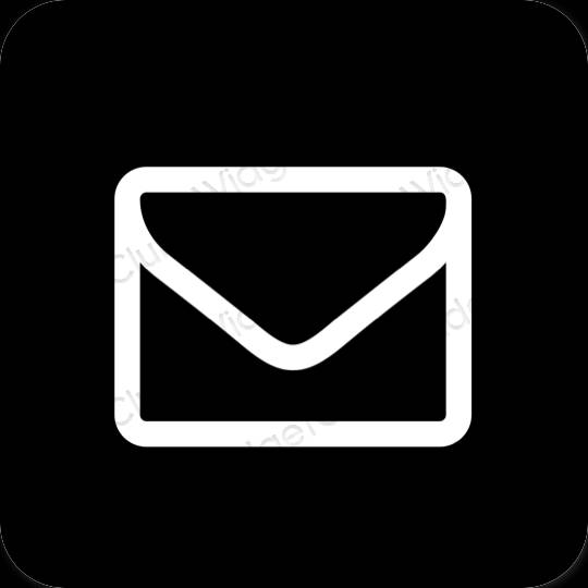 Estetický Černá Mail ikony aplikací