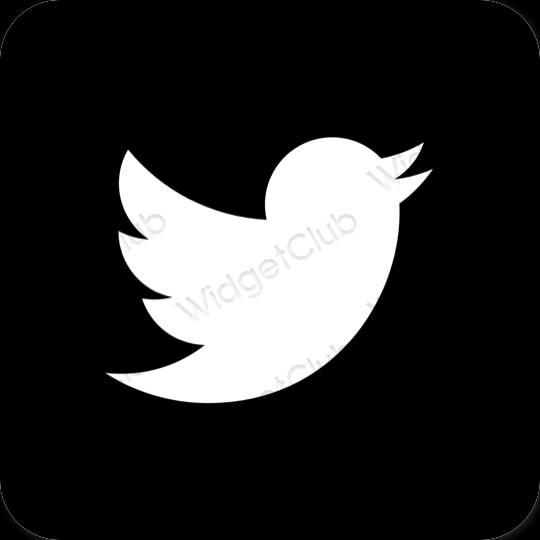 Естетичен черен Twitter икони на приложения