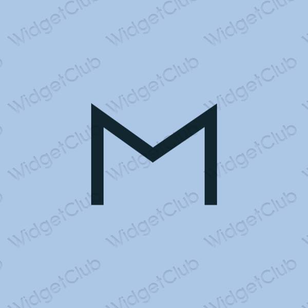 Estetinis pastelinė mėlyna Gmail programėlių piktogramos