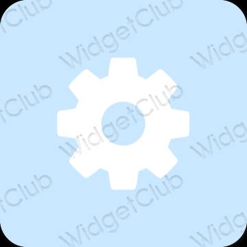 Естетичен пастелно синьо Settings икони на приложения