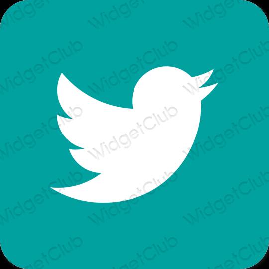 эстетический синий Twitter значки приложений