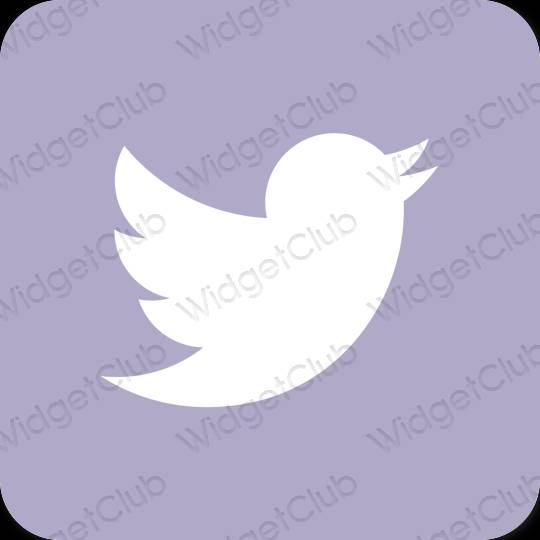 Estetický pastelově modrá Twitter ikony aplikací