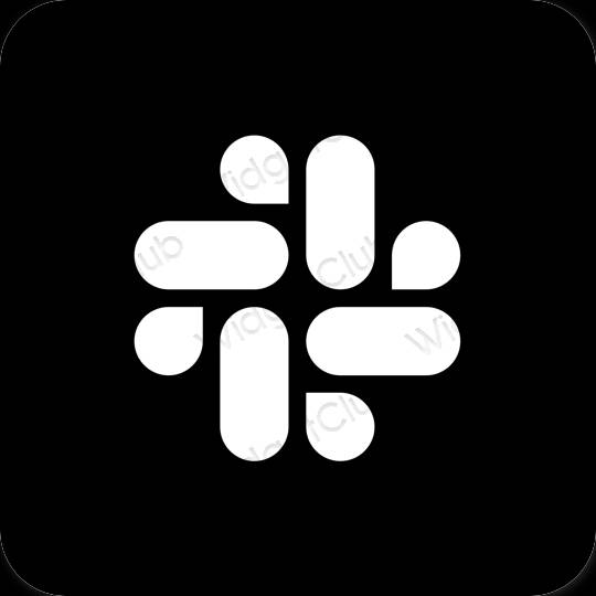 Esthétique noir Slack icônes d'application