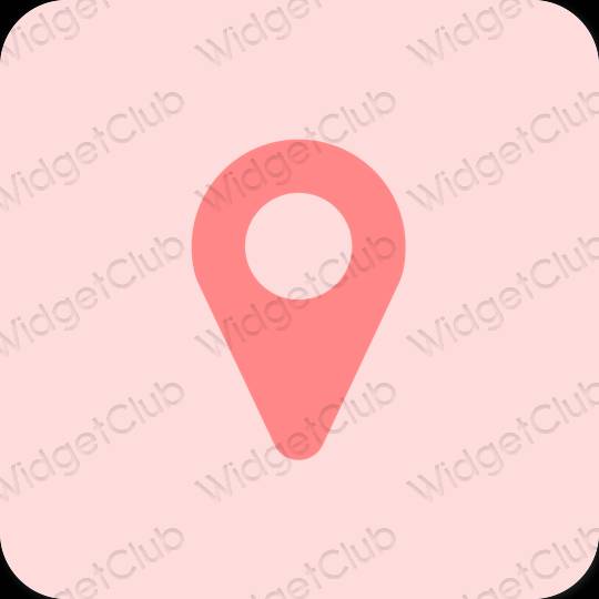 Aesthetic pastel pink Google Map app icons
