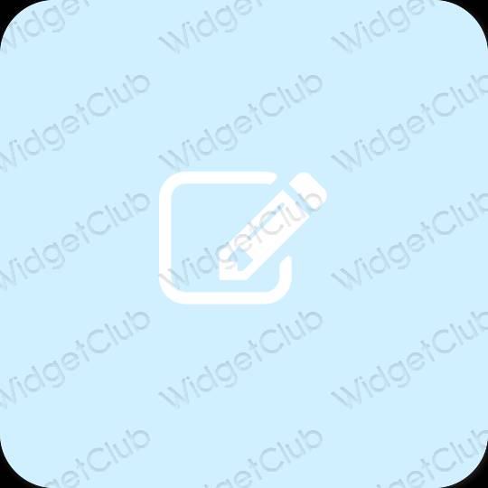 Estetický pastelově modrá Notes ikony aplikací