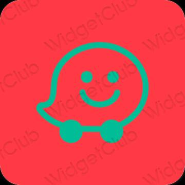 Estetický nachový Waze ikony aplikací