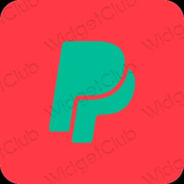 Estetik neon pembe Paypal uygulama simgeleri