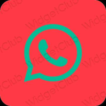 Aesthetic neon pink WhatsApp app icons