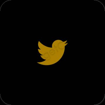 Estético Preto Twitter ícones de aplicativos