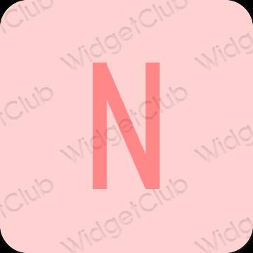Estetický růžový Netflix ikony aplikací