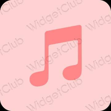 Estetik merah jambu Music ikon aplikasi