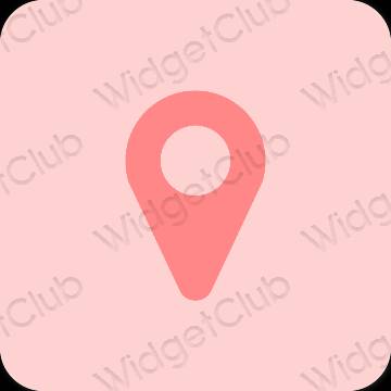 Aesthetic pink Map app icons