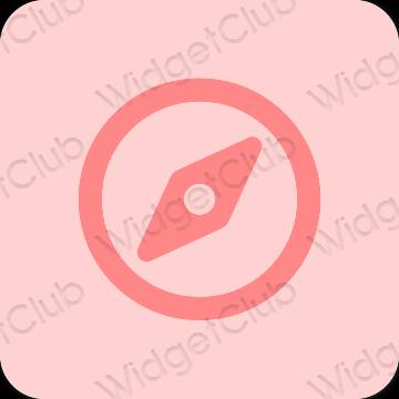 Esztétika rózsaszín Safari alkalmazás ikonok