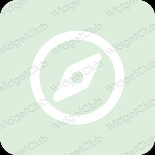 Estetsko zelena Safari ikone aplikacij