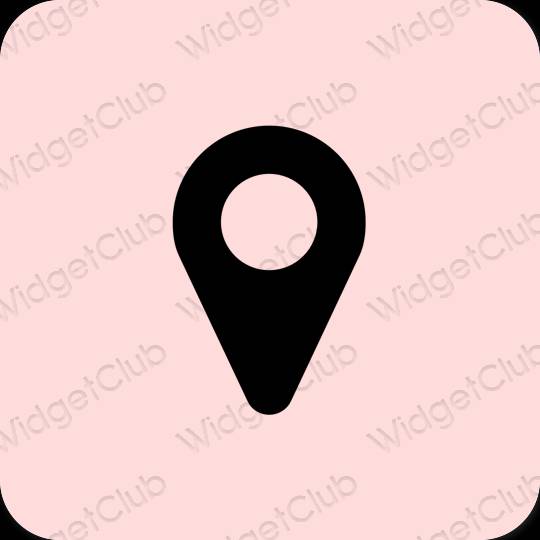Естетичний пастельний рожевий Google Map значки програм