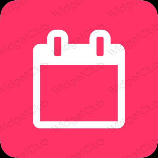 زیبایی شناسی صورتی نئونی Calendar آیکون های برنامه