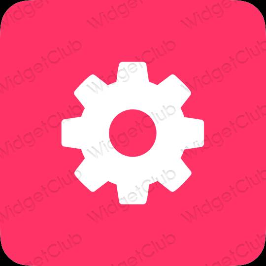 Aesthetic neon pink Settings app icons