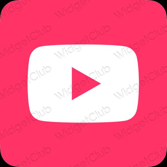 Aesthetic neon pink Youtube app icons
